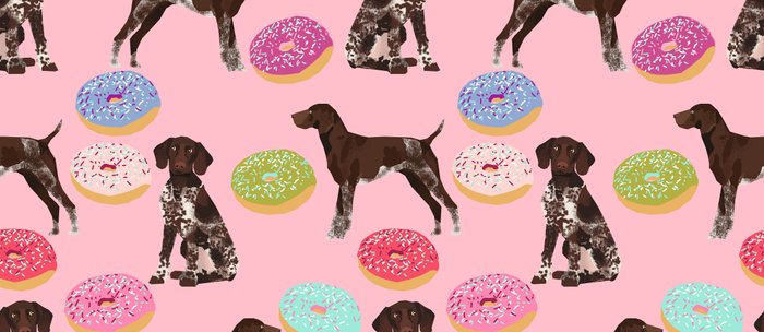 German Shorthair Pointer Pink Donuts Dog Breed Art Work Pet