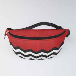 Red Black White Chevron Room w/ Curtains Fanny Pack