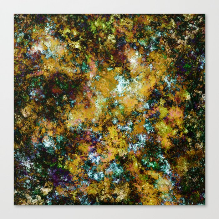 Damp mould leaves and wood Canvas Print