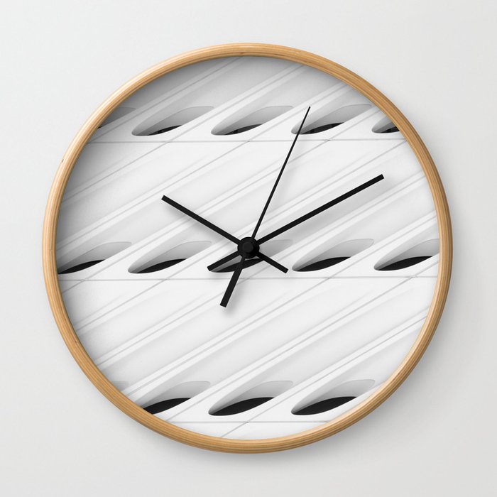 The Broad In the Afternoon Black & White Pattern Photography II Wall Clock