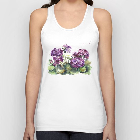 Purple violet pelargonium geranium flowers watercolor Unisex Tank Top