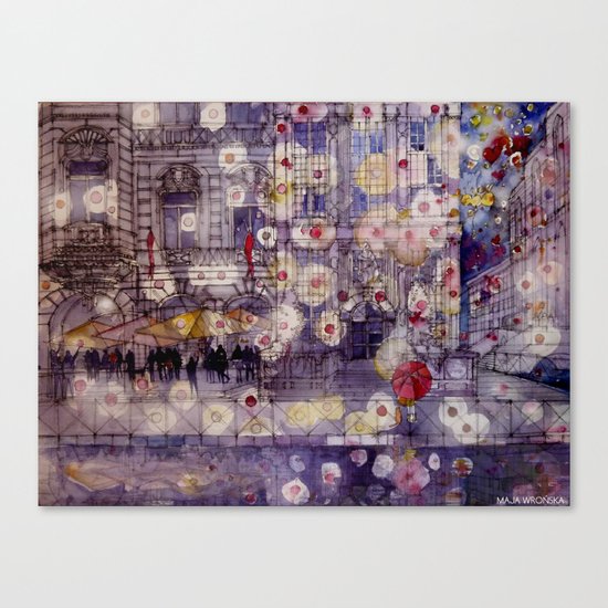 Girl with a red umbrella Canvas Print