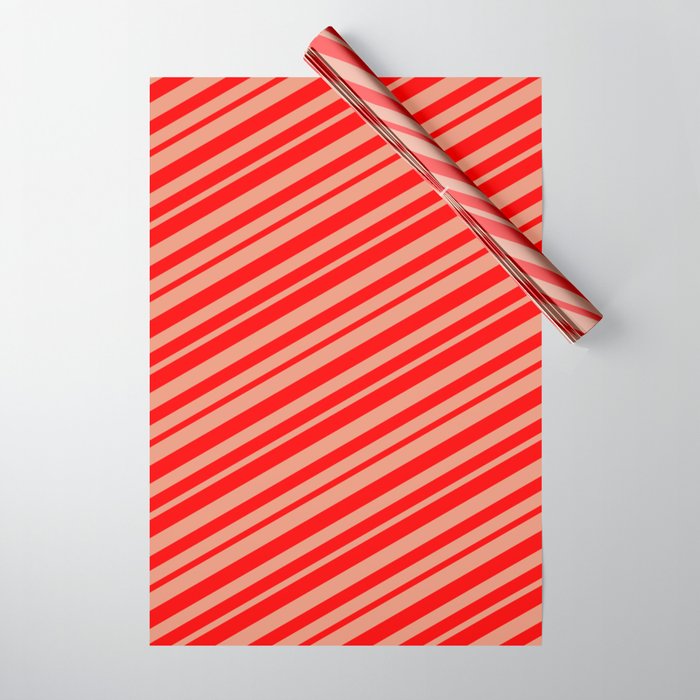 Dark Salmon & Red Colored Striped Pattern Wrapping Paper