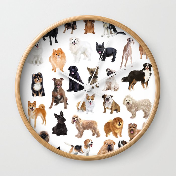 all the dogs Wall Clock