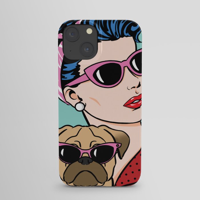 Bitch Please Comic Girl and Pug Pop Art iPhone Case