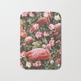 Floral and Flemingo Pattern Bath Mat | Animal, Homedecor, Painting, Flemingo, Floral, Ocean, Birds, Cute, Flowers, Rose 