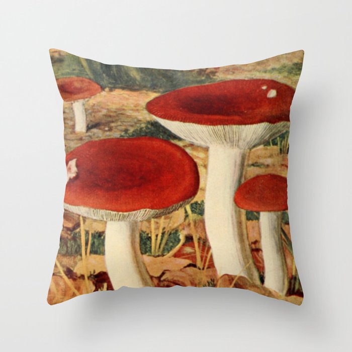 Naturalist Mushroom Throw Pillow