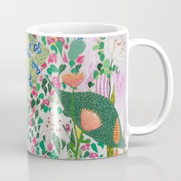Painterly Floral Jungle on Pink and White Coffee Mug