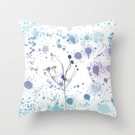 Flower Paint Splatter Throw Pillow