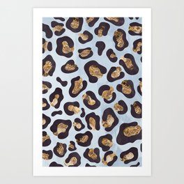 Blue Gold Leopard Print Art Print