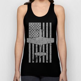 P-51 Mustang WWII Fighter Airplane Vintage Flag Design Tank Top