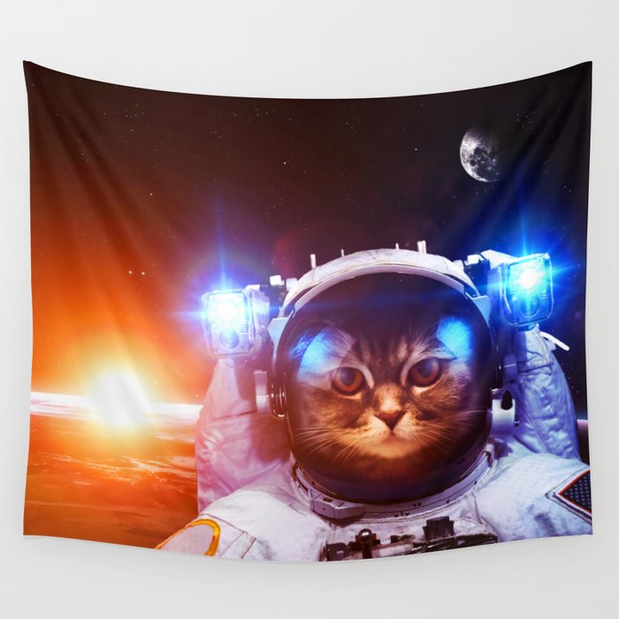 Funny Cat Astronaut #1 Wall Tapestry