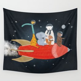 lets all go to the moon Wall Tapestry