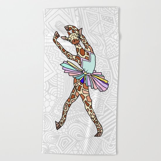 Giraffe Ballerina Tutu Beach Towel