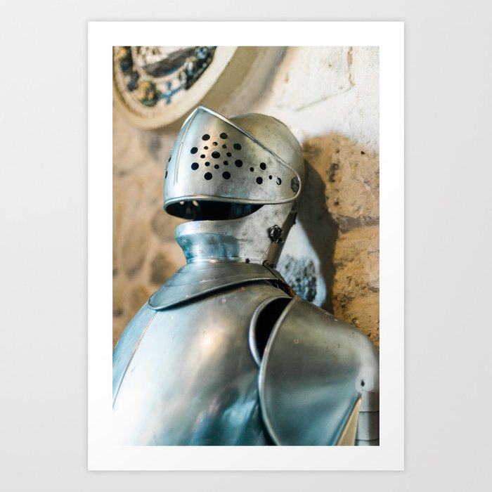 Knights Armor in a French Chateau | Castle Decor Helmet and Harnass | Travel photography wall art print France Art Print