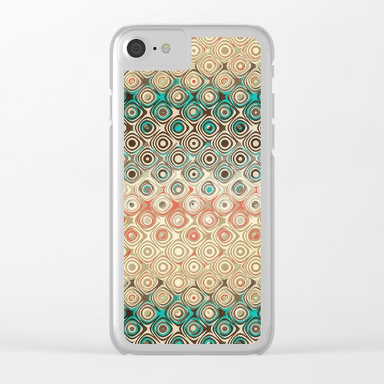 Retro Circles Pattern Clear iPhone Case