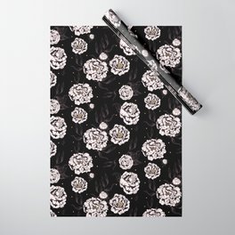 Black And White Vintage Flower Power Floral Pattern 60s 70s Retro Wrapping Paper