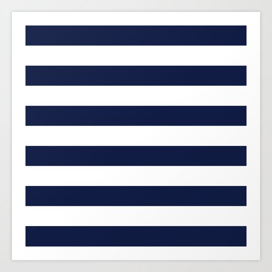 Indigo Navy Blue Bold Stripes Art Print