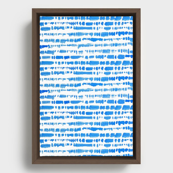 Indigo Shibori Brush Stroke Pattern Framed Canvas