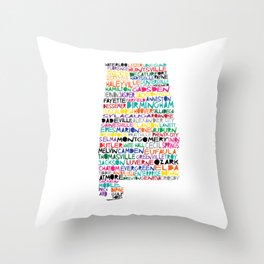 Alabama colorful typography state Throw Pillow