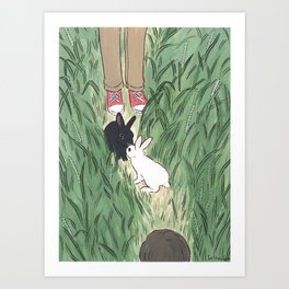 Rabbits connect people Art Print
