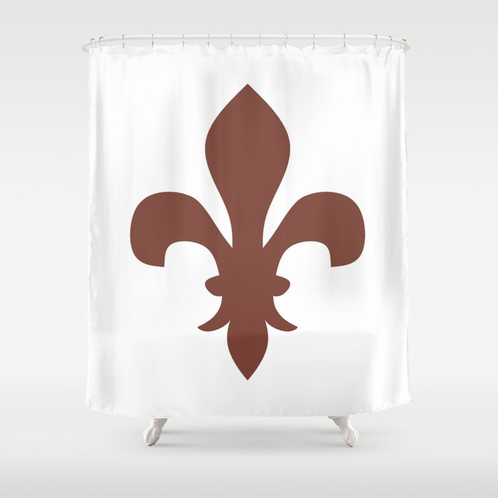 Fleur de Lis (Brown & White) Shower Curtain