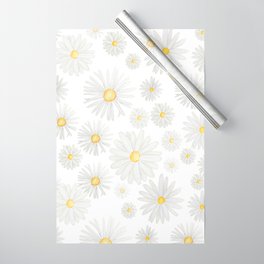 white daisy pattern watercolor Wrapping Paper