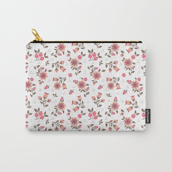 Folk floral pattern. Pink Flowers. Carry-All Pouch