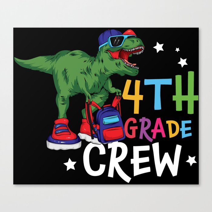 4th Grade Crew Student Dinosaur Canvas Print