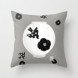 objet_22_camellia, bird and pottery Throw Pillow