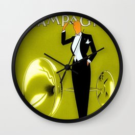 Vintage Champagne Yellow Paris, Jazz Age Roaring Twenties Advertisement Poster Wall Clock