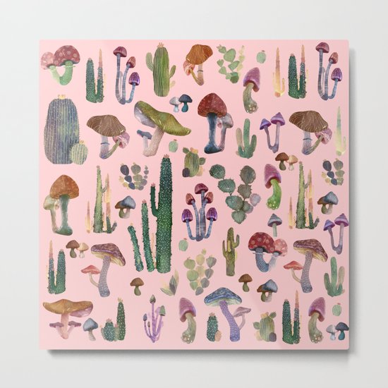 cactus and mushrooms II!! Metal Print