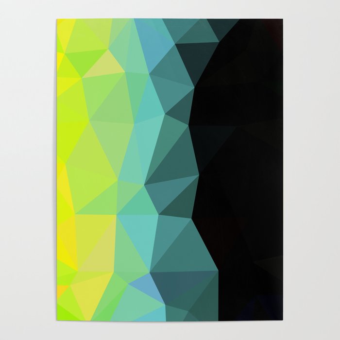 Lime, Teal and Black Geometric Abstract Pattern Design  Poster