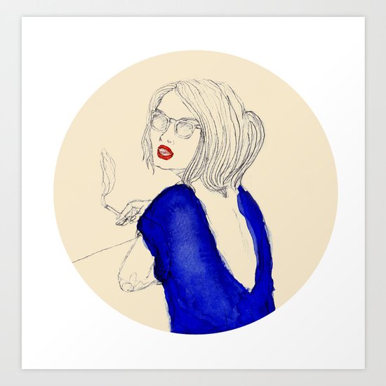 Smoking girl Art Print