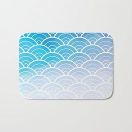 Blue Ombre Japanese Waves Pattern Bath Mat