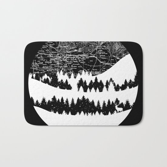 Map Silhouette Circle Bath Mat