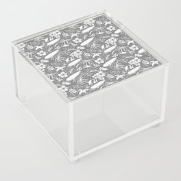 Grey and White Surfing Summer Beach Objects Seamless Pattern Acrylic Box