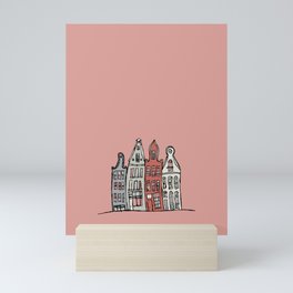 Four Buildings - Orange Mini Art Print