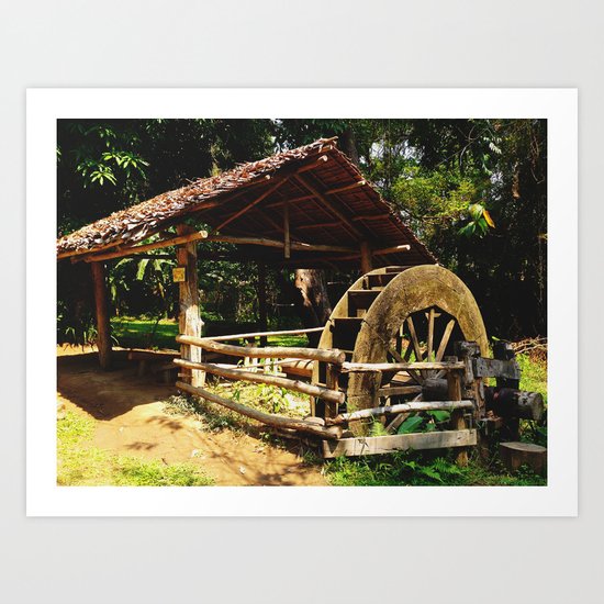 Folksy Water Wheel Art Print