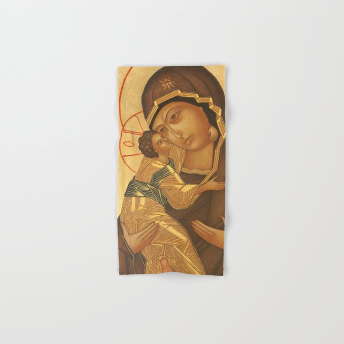 Orthodox Icon of Virgin Mary and Baby Jesus Hand & Bath Towel