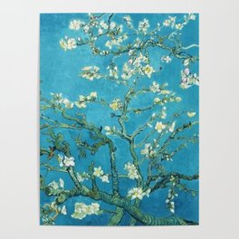 Vincent van Gogh Blossoming Almond Tree (Almond Blossoms) Light Blue Poster