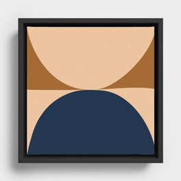 Abstract Geometric Shapes 21 in Terracotta and Navy Blue (Moon phases) Framed Canvas
