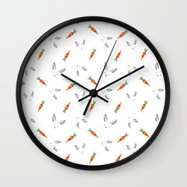 Cute rabbit,Easter,carrots pattern  Wall Clock