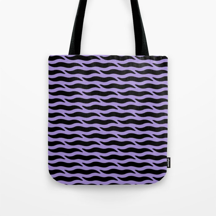 Tiger Wild Animal Print Pattern 338 Black and Purple Tote Bag