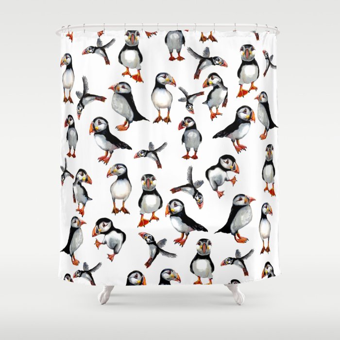 Puffins pattern Shower Curtain