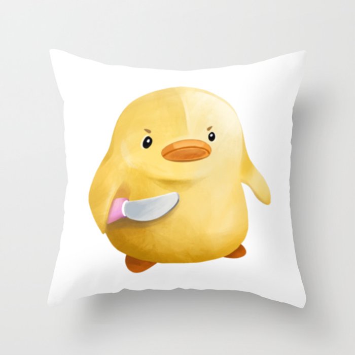 Duck With A Knife Throw Pillow By Discountparachutes Society6
