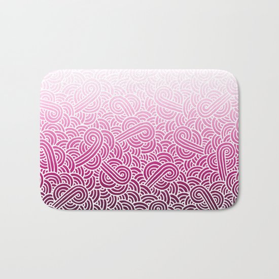 Ombre pink and white swirls doodles Bath Mat