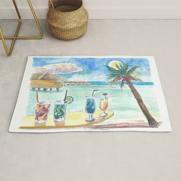 Tropical Sea with Pacific Cocktails At Marquesas Archiepelago Rug