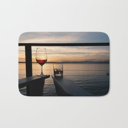 Wine and Whiskey Eve Bath Mat | Romantic, Goldenhour, Sailing, Bourbon, Scenicview, Travel, Vacation, Deck, Rocksglass, Nautical 