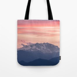 Pink And Blue Pastel Mountains Sky Landscape Sunrise Landscape Tote Bag